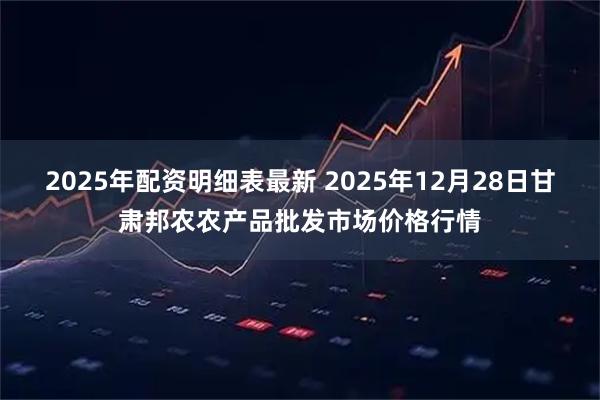 2025年配资明细表最新 2025年12月28日甘肃邦农农产品批发市场价格行情